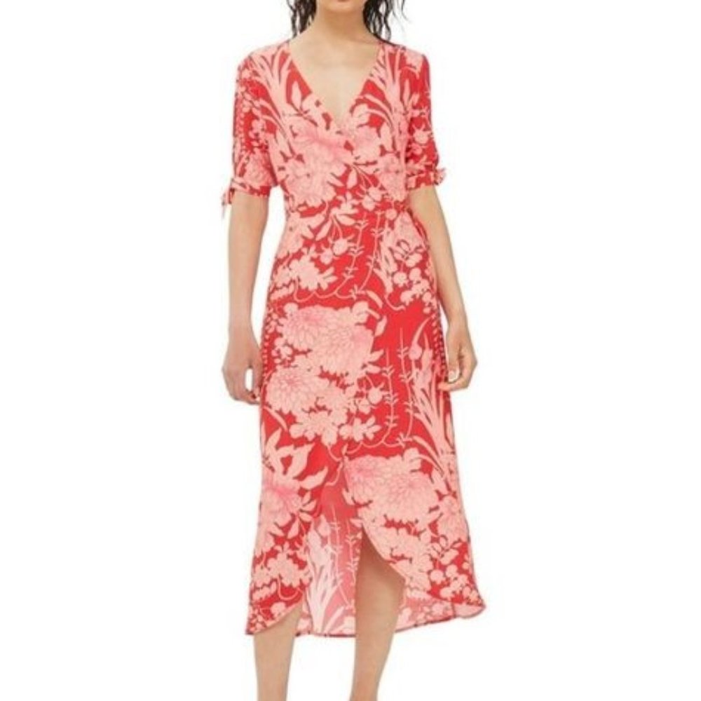 Top Shop Red Floral Maxi Dress - size 2